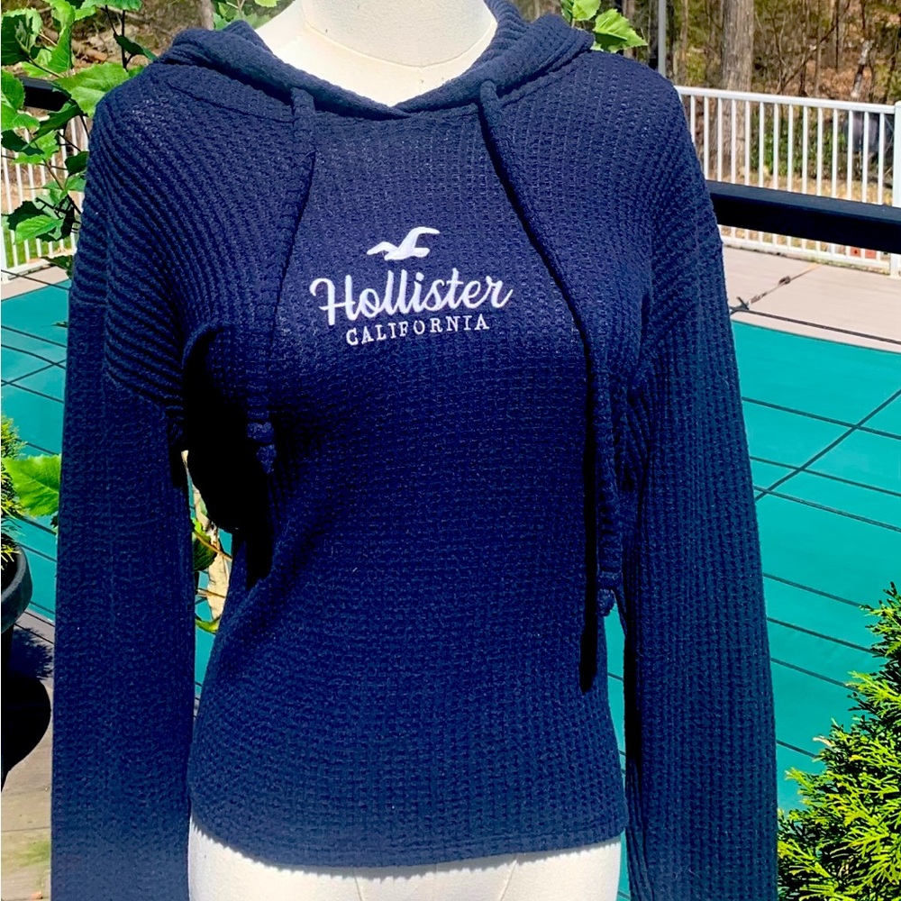 Hollister Navy Blue Long Sleeve  Hooded Shirt